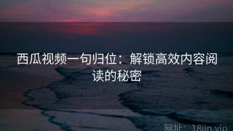 西瓜视频一句归位：解锁高效内容阅读的秘密