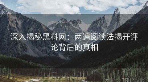 深入揭秘黑料网：两遍阅读法揭开评论背后的真相